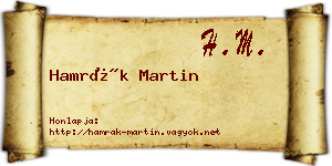 Hamrák Martin névjegykártya